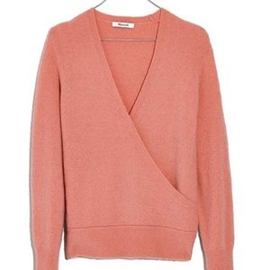 Madewell front wrap pullover sweater pink
